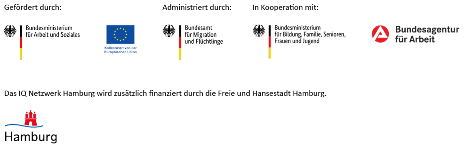 Förderprogramms IQ − Integration durch Qualifizierung  Logoleiste des Förderprogramms IQ − Integration durch Qualifizierung